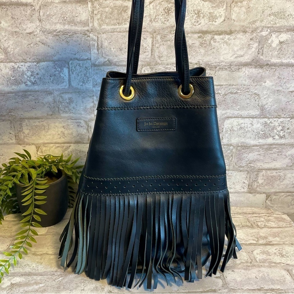 J&M DAVIDSON Rio 07314/141 Women's Leather Shoulder Bag Boho Bohemian Black